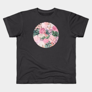 Pink Floral Circle Watercolour Kids T-Shirt